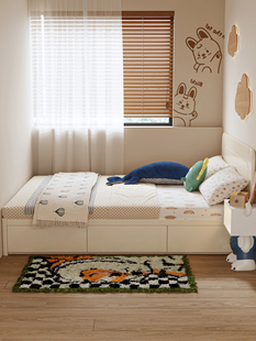 小户型儿童床带储物榻榻米1米35单人床男孩女儿房全实木小床1.2米