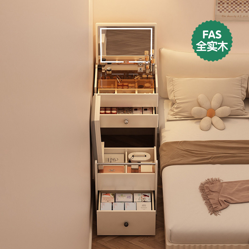 小户型实木梳妆台小型卧室现代简约迷你翻盖床头柜化妆台一体50cm,住宅家具,梳妆台/桌,淘宝优惠券,粉丝福利购,淘宝优惠卷