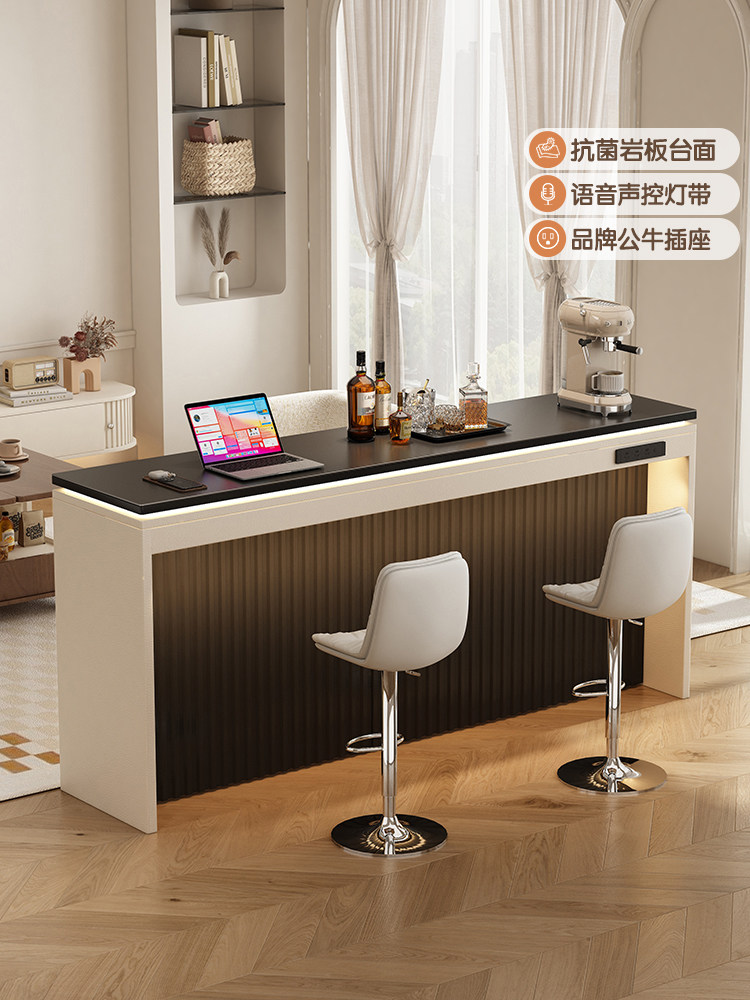 轻奢高级感沙发后吧台桌长条桌家用客厅岩板隔断小户型岛台靠背柜