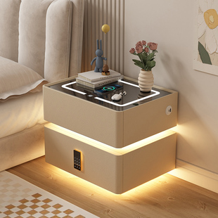 意式极简智能床头柜落地灯一体主卧创意2025新款轻奢悬浮式床边柜