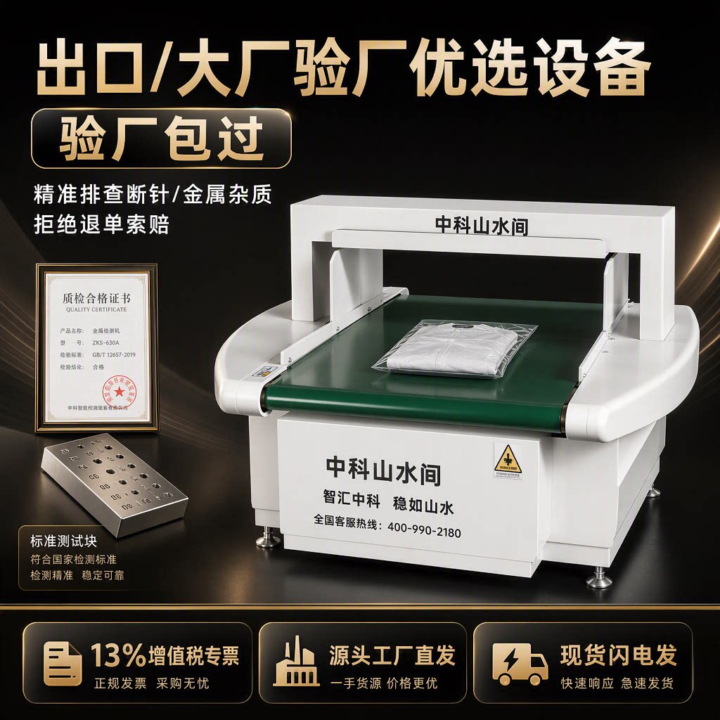 中科山水间服装检针机高精度全自动玩具纺织断针金属探测仪含专票
