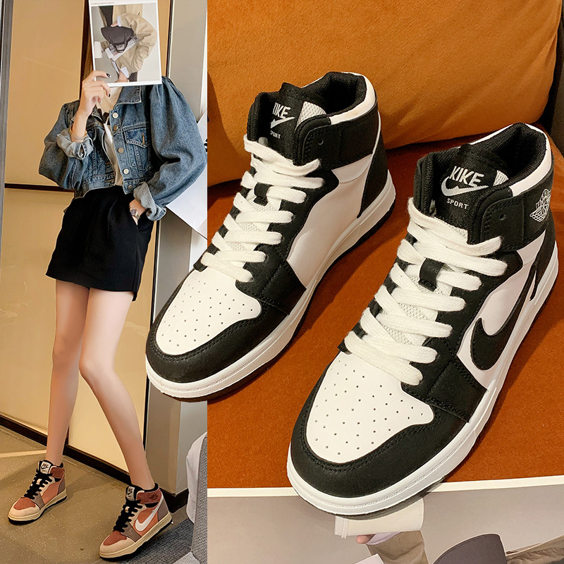 回力aj女鞋2021秋季新款单鞋经典款黑白熊猫空军一号板鞋百搭潮鞋