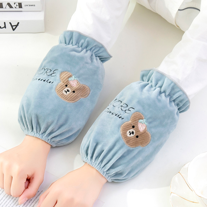 秋冬可爱短款绒布袖套耐脏耐磨