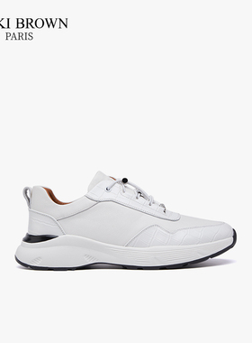 法国VB未毕商务休闲男鞋2024新款夏季透气软底白色真皮男士运动鞋