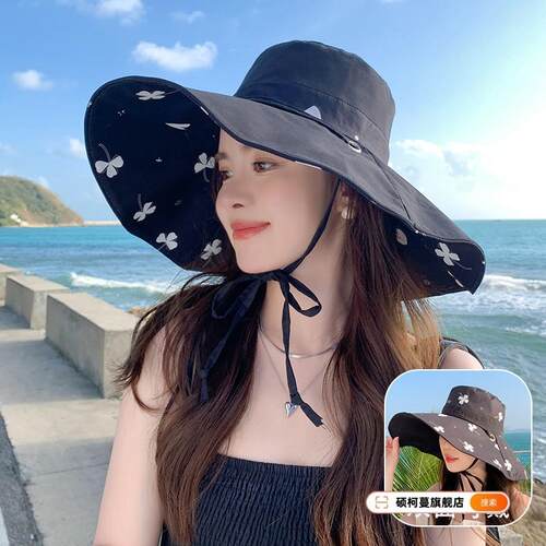 夏季新款双面印花渔夫帽女街头防