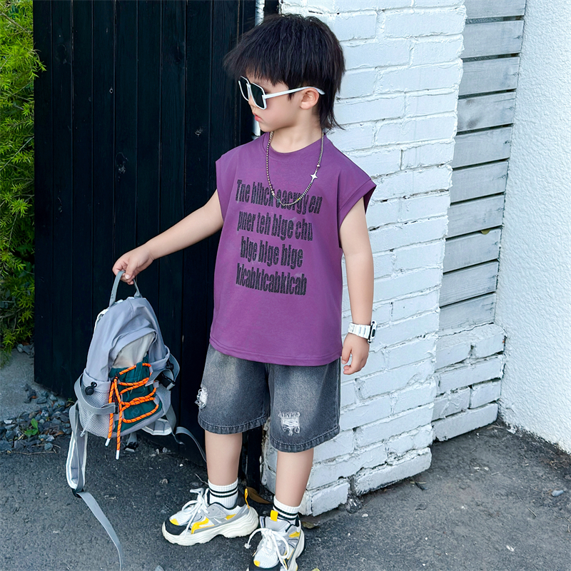 儿童背心套装男童夏潮百搭小朋友萌娃穿搭时尚亲肤小孩可爱韩范
