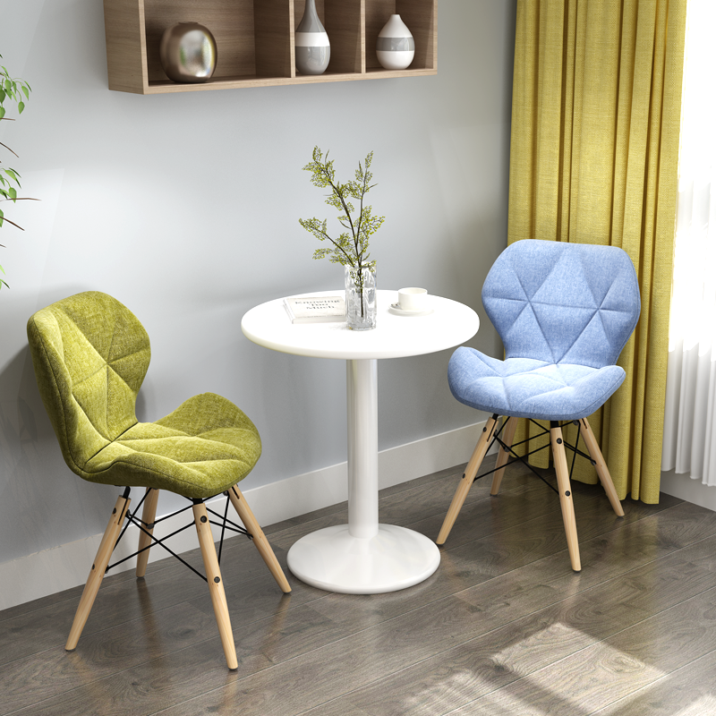 休闲方桌子家用接待餐桌椅洽谈桌小圆桌椅子组合售总普白色白架6|