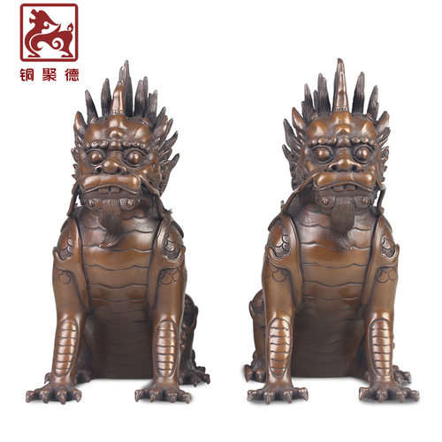 铜聚德独角兽摆件紫铜