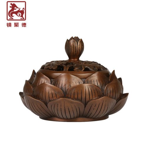 铜聚德紫铜莲花香薰炉
