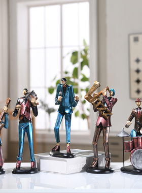 高级轻奢艺术乐队人物摆件客厅电视柜玄关桌面软装饰品高端工艺礼
