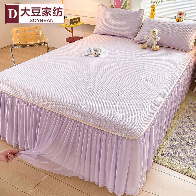 夏季冰风豆豆冰凉席三件套公主床裙可水洗床单罩床厂家直供床垫保