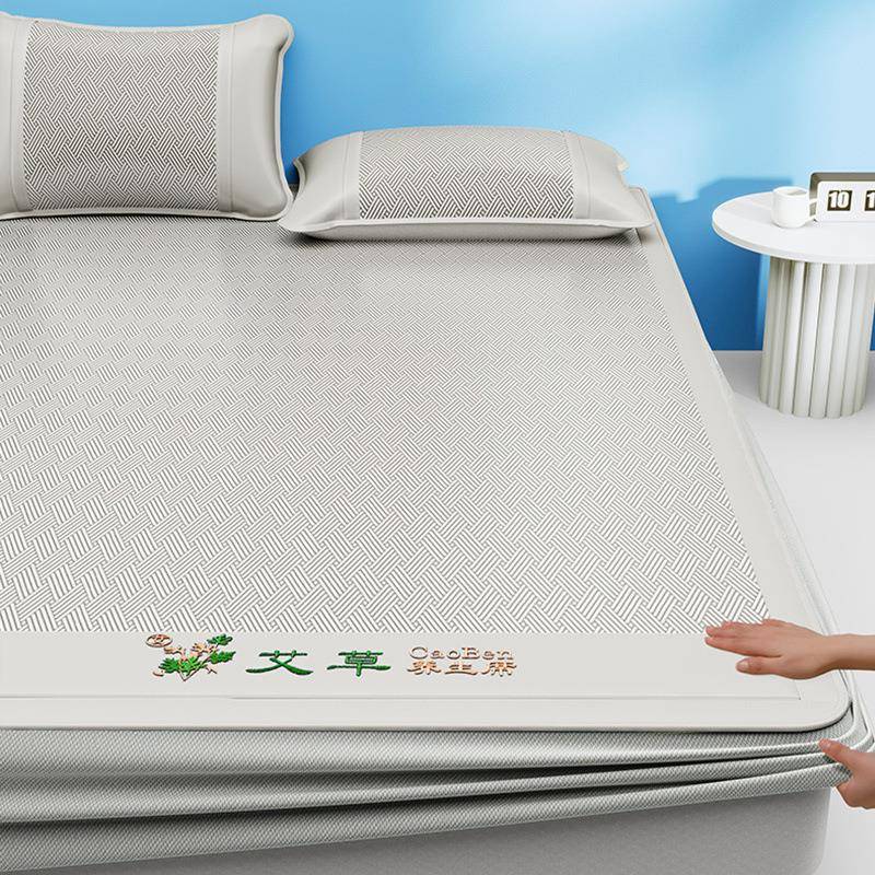 夏艾季草床厂家直供笠冰丝席三件套床凉席罩全包围款床垫保护套席