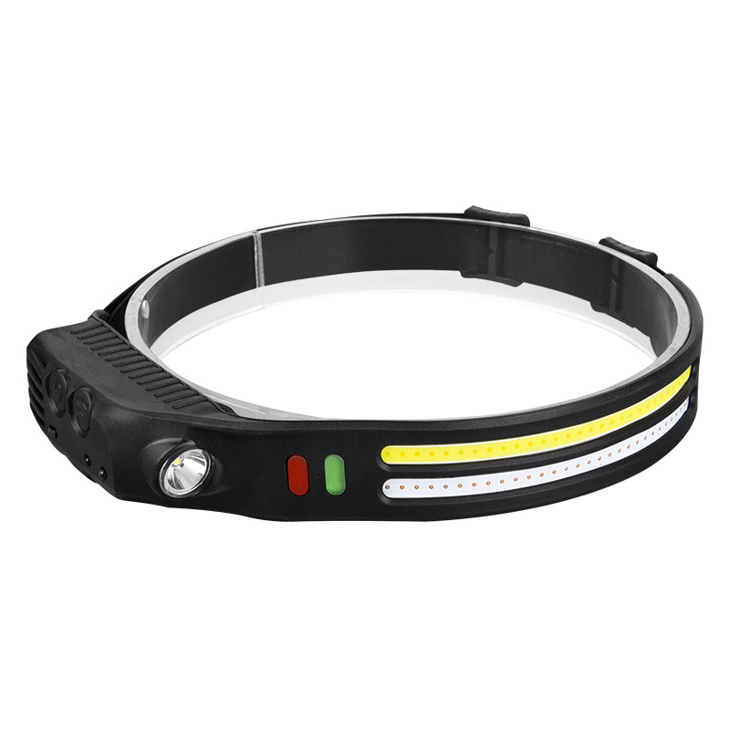 新款感应硅胶头灯户外骑行夜钓灯LED强光USB充电紫光蝎子灯