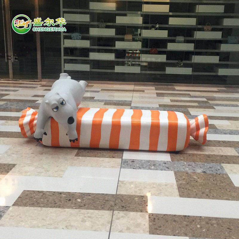 璃钢卡通动玻物雕像休闲椅椅儿童9165游乐场商场倒霉糖块熊装饰座