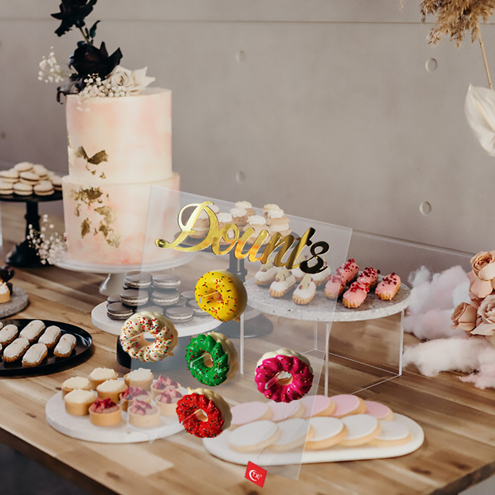 亚克力甜甜圈架 透明展示架婚礼摆件烘焙甜品点心展示台厂家销售