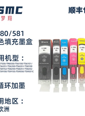 适用佳能Canon PGI-580 CLI-581 TS705 TR7550 TR8550 TS6350 TS8150 8151 TS8152 TS8250打印机连供填充墨盒