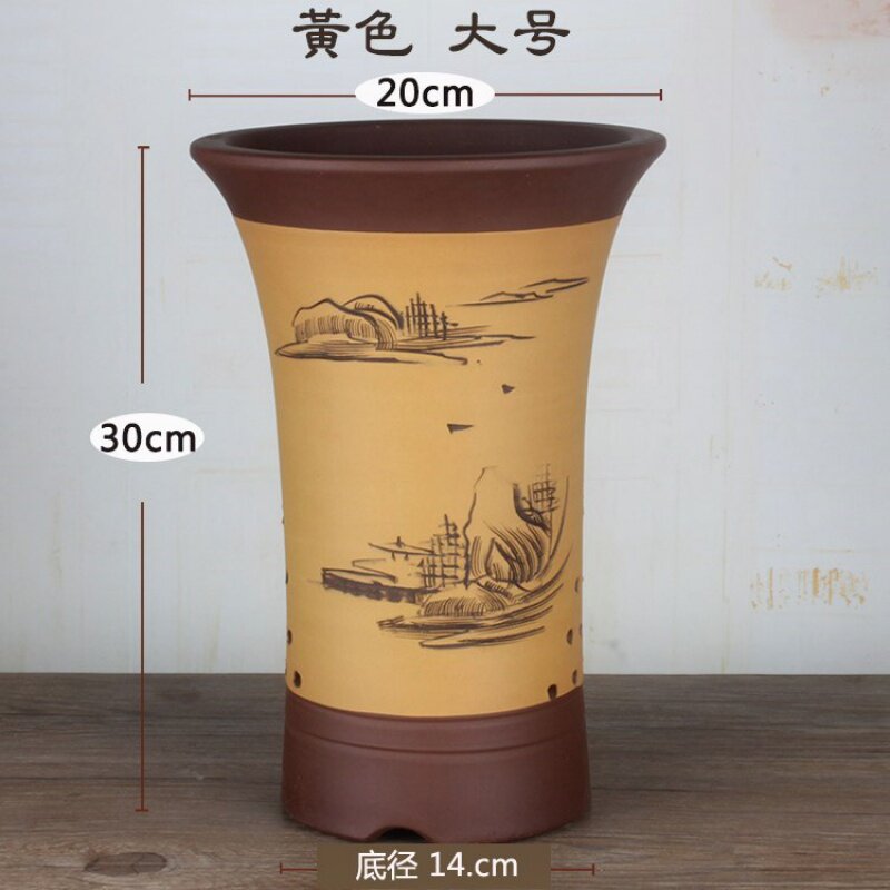 花盆细e高高花盆陶瓷身长细长型花盆高腰花盆深花盆桶陶瓷细高