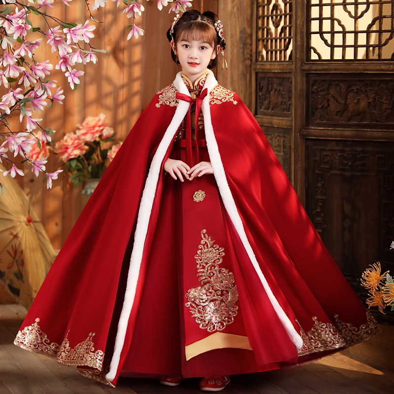 汉服女童冬装拜年喜庆加厚