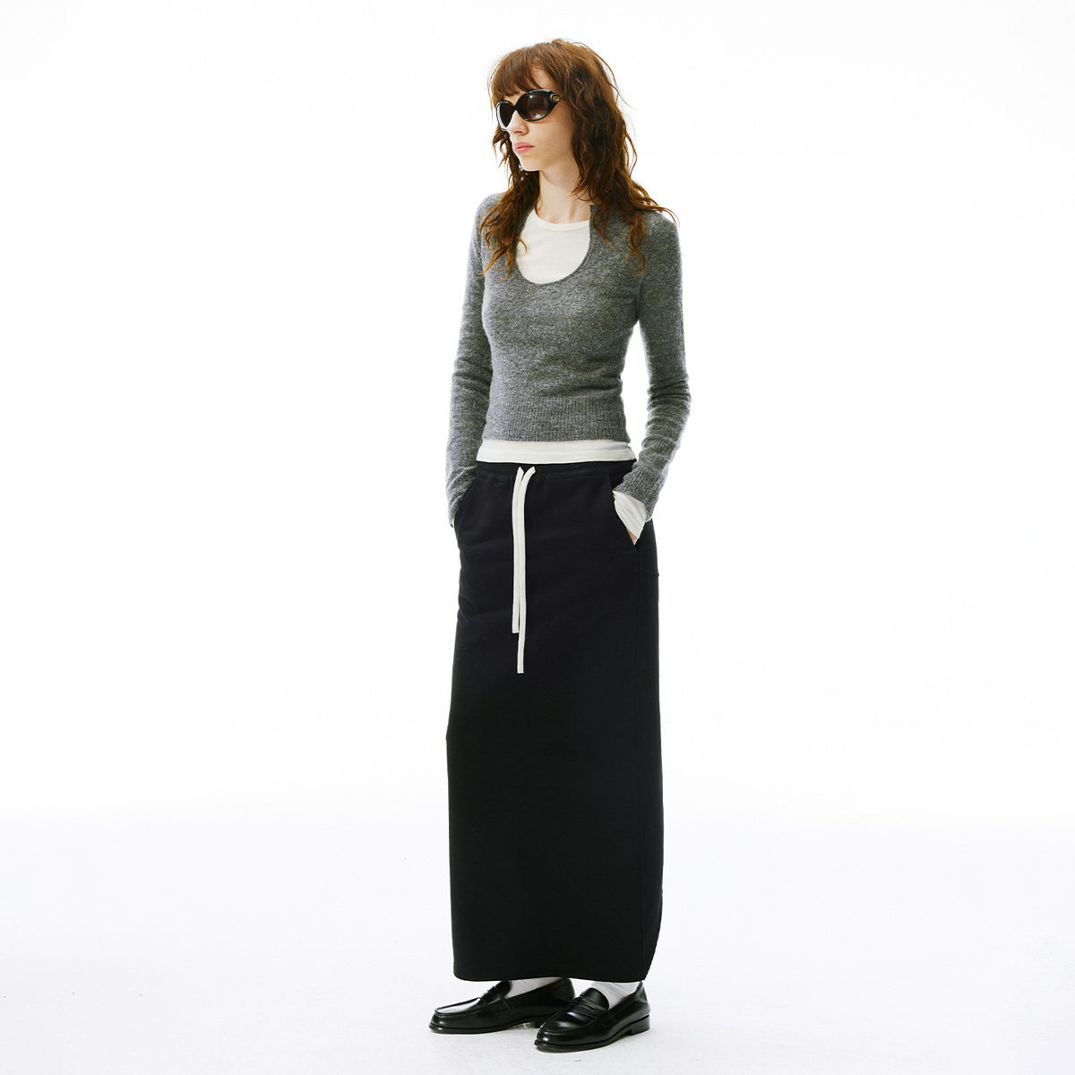 30.R 90s cleanfit/优质马海毛混纺U领正肩宽松针织上衣