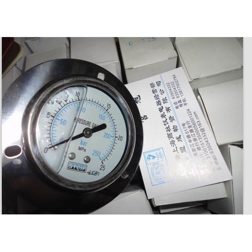 上海天川仪表YN60ZT轴向带边耐震压力表0-25MPA/250bar液压表油压