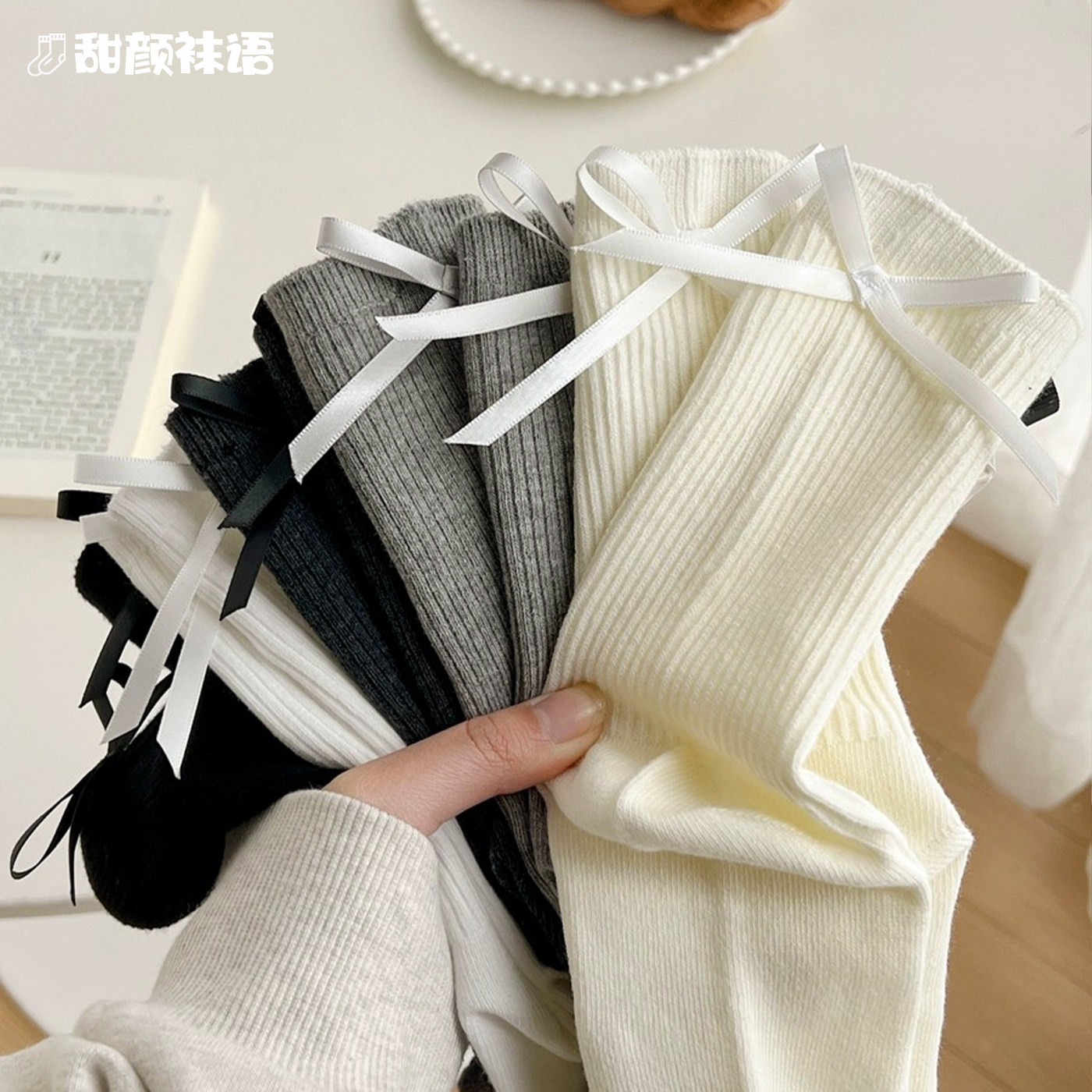 芭蕾风丝带蝴蝶结袜子女夏季薄款日系jk少女感百搭透气配小皮鞋