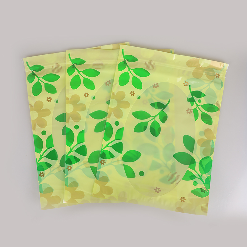 三色印花拉链自封口袋干货小透明开窗彩色密封袋绿叶食品袋包装袋