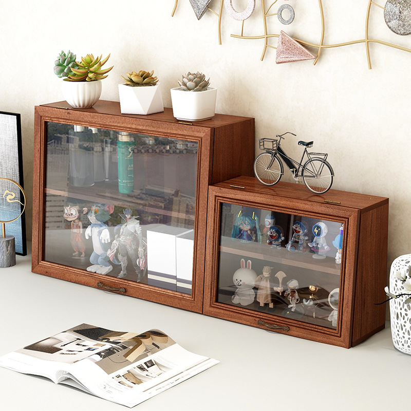 1L实木质复古收纳盒杯子盲收纳箱