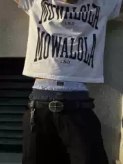 [in Stock] Cmss Independent Mowalola Black and White Slogan Print Short-Sleeve Opium Style