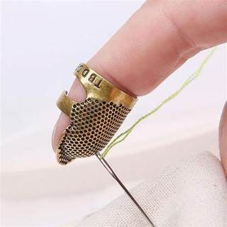 纯黄铜顶针 手指套家用老式缝纫手工手缝顶针器可调节特厚 顶针箍