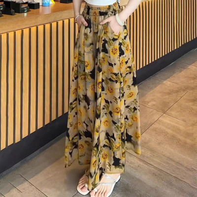 高级感洋气碎花阔腿裤子