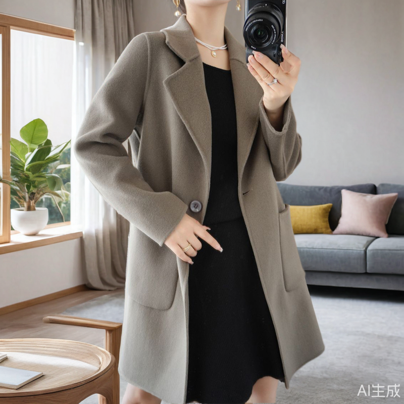 春秋冬季新款双面羊绒大衣女中长款小个子毛呢子工装毛呢外套大码,女装/女士精品,大码呢大衣,淘宝优惠券,粉丝福利购,淘宝优惠卷