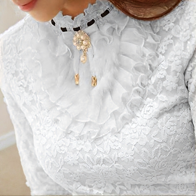 春秋冬加绒加厚蕾丝打底衫女