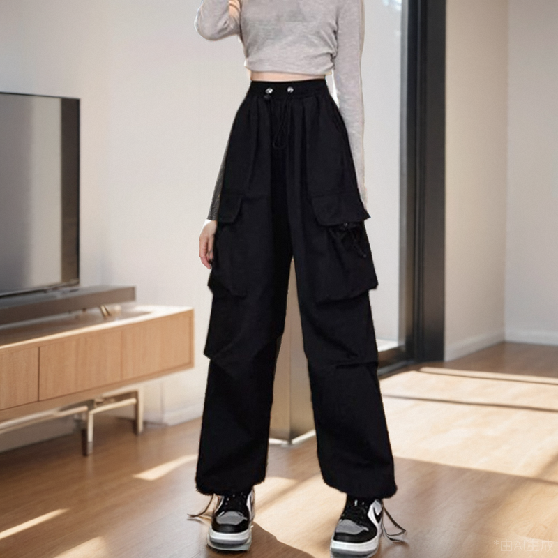 美式速干工装裤女夏季新款冲锋小个子冰丝阔腿裤子薄款登山运动裤