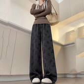 缎面印花小个子醋酸凉凉裤 新中式 薄款 春秋夏季 国风盘扣冰丝阔腿裤