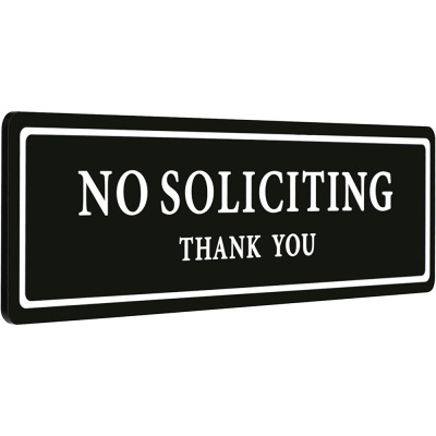 NO SOLICITING 禁止招揽标识牌亚克力带背胶门牌商务提示牌