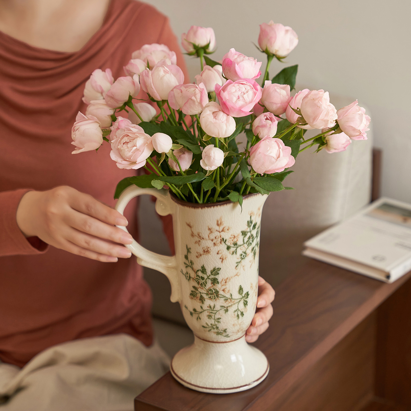 新中式复古冰裂陶瓷花瓶客厅装饰