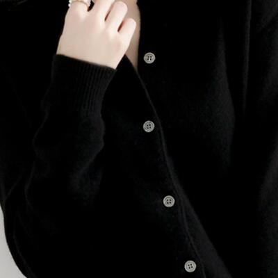 MONLOUVE打底毛衣开衫外套女2025春秋新款深灰色女款外搭春装高级