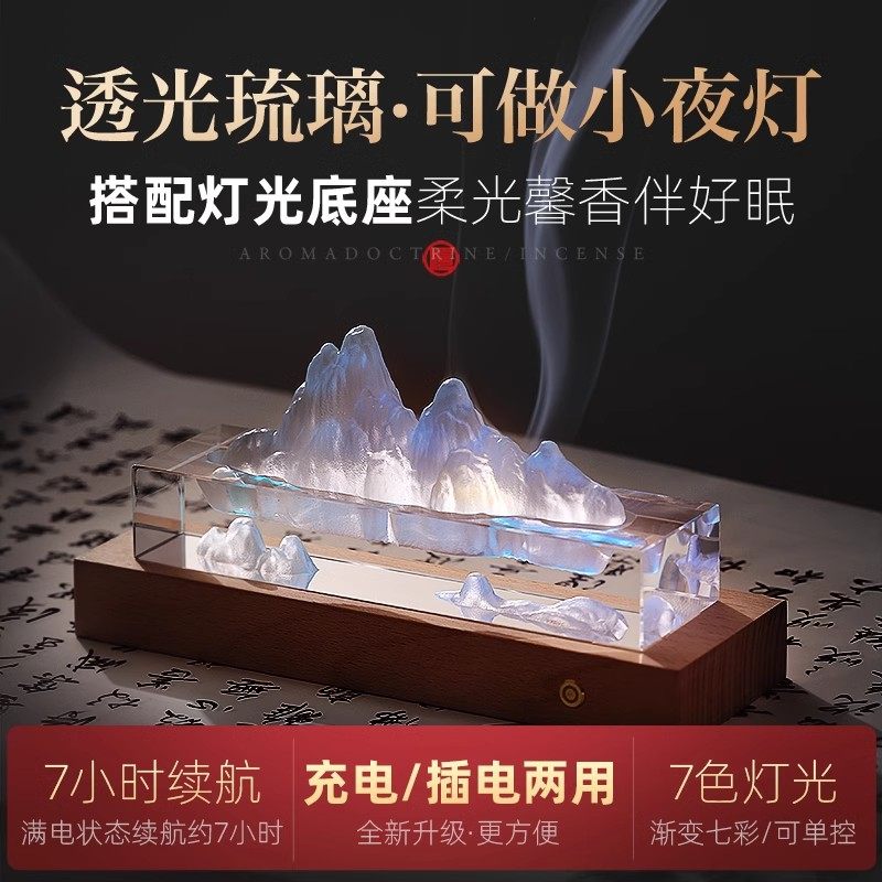 复古山水线香炉琉璃家用室内