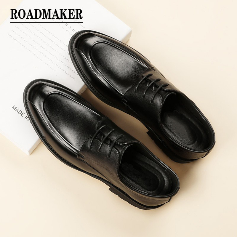 罗德梅科皮鞋男士真皮冬季加绒商务正装大码内增高防臭新郎结婚鞋