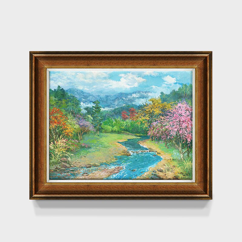 胡国良春天里欧式挂画客厅沙发背景墙装l饰画山水画风景版画油画
