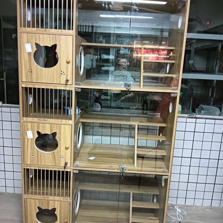 猫柜实木清仓猫别墅展示柜猫柜子三层笼子多层宠物室内定制猫窝