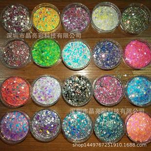 FD系列荧光透闪镜金片葱粉亮甲蹦迪美荧光水晶粉片反光彩钻LLS流