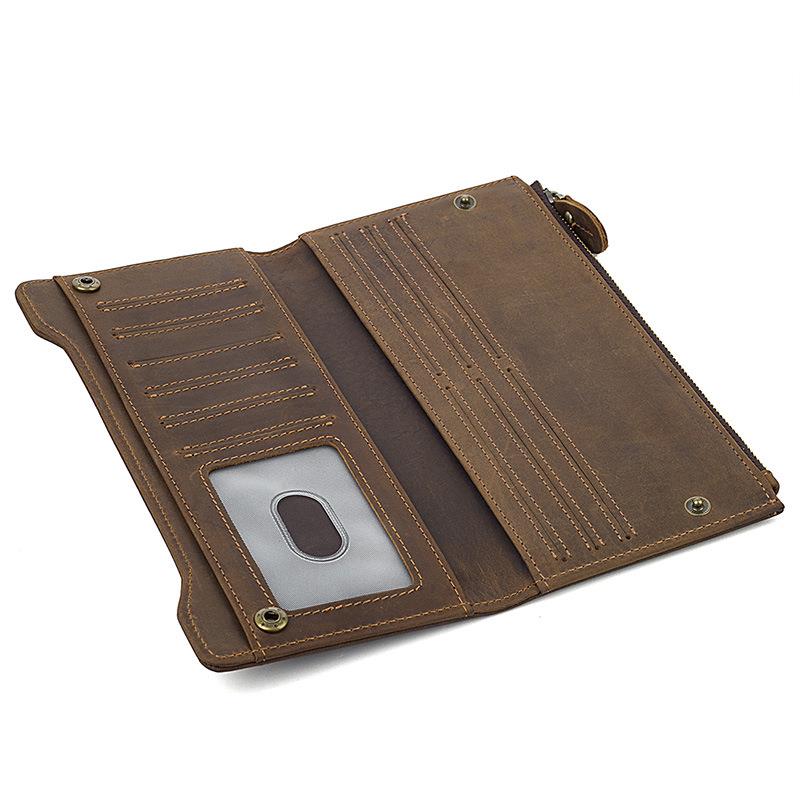 佳牛美达复古真皮钱包男工厂RR-8168RFI防盗刷D多卡位钱长款皮夹