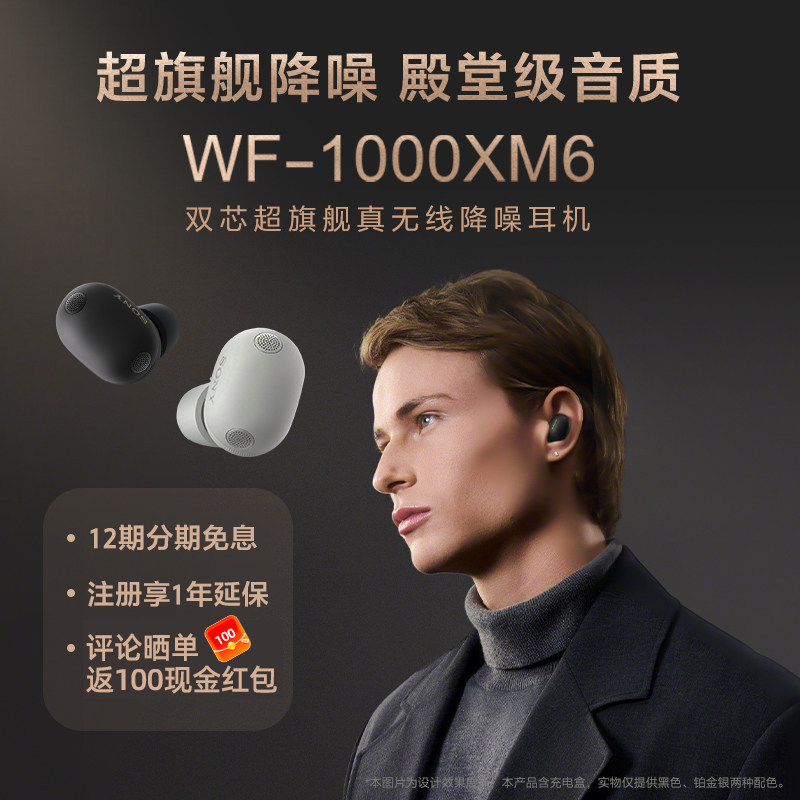 【分期免息】Sony/索尼WF-1000XM6 双芯超旗舰降噪真无线耳机