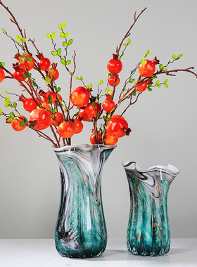 现代轻奢水墨画玻璃花瓶艺术摆件玄关餐桌装饰客厅插花花器样板间