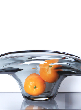 加厚异形烟灰色水果盘摆件简约客厅酒店茶几桌面收纳盘糖果盘