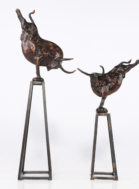 美式创意树脂公牛斗牛摆件客厅电视柜博古架办公室桌面摆设样板房