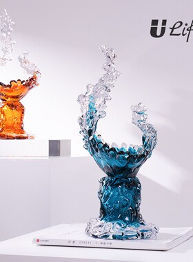 招财琉璃风生水起聚宝盆轻奢摆件