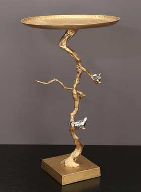 现代轻奢金色边几创意角几茶几摆件托盘水果盘样板间装饰中式摆设