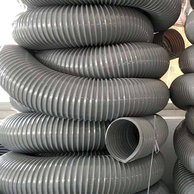 PVC灰色钢丝吸尘软管工业伸缩管木工除尘管塑料波纹管通风管100MM